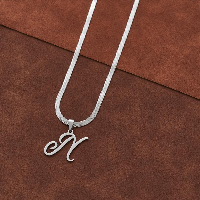 Dainty Initial Necklace Silver 26 Letters Snake Chain Necklaces for Women Girls Jewelry Choker Birthday Gifts