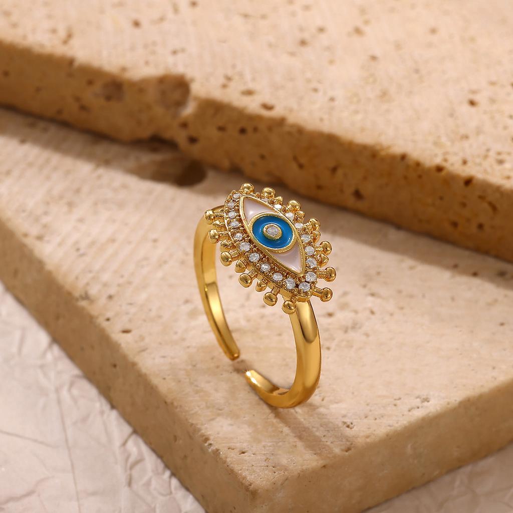 Colorful Non-Fading Eyes Punk Rings For Women Men Fashion Devil's Eye Zirconia Ring Personalized Gold Color Anillos Party Gift