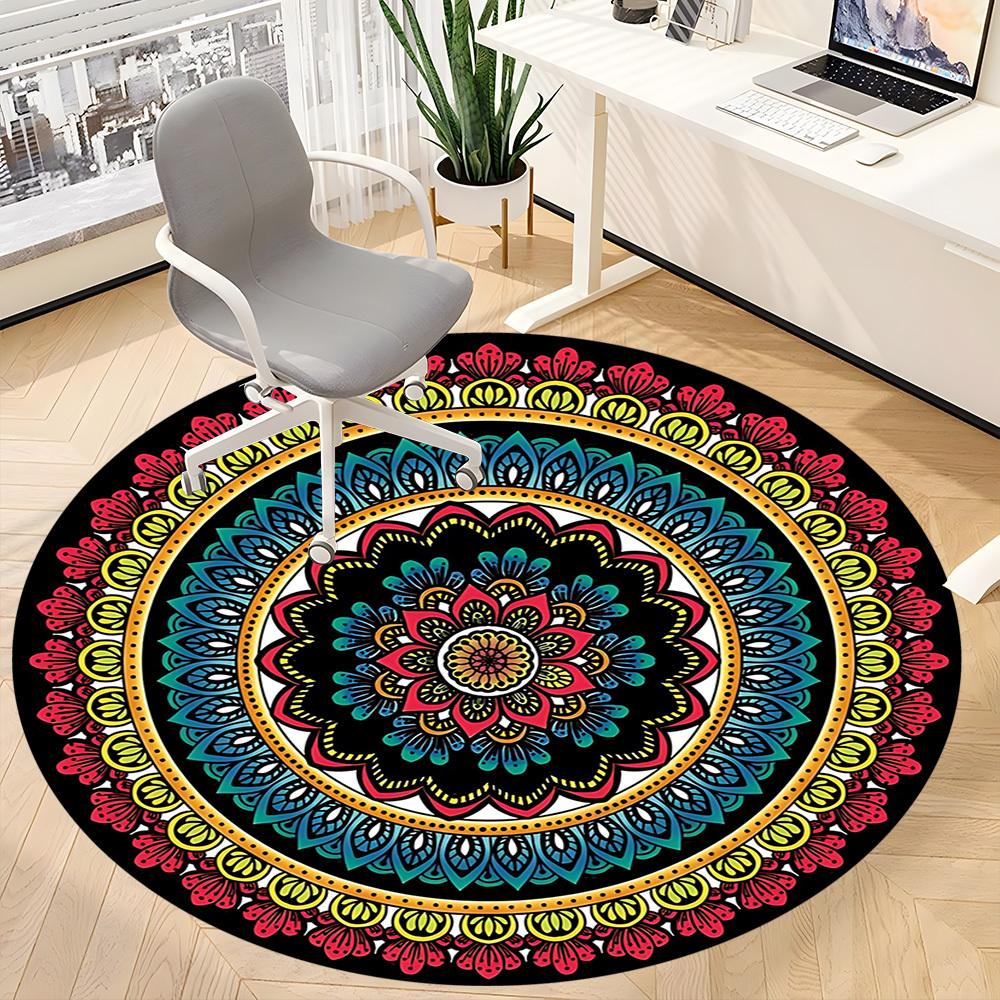 1PC Mandala Pattern Chair Carpet for Office, Indoor Non-Slip Washable Carpet, Soft Comfortable Mat For Office Room yy250930316