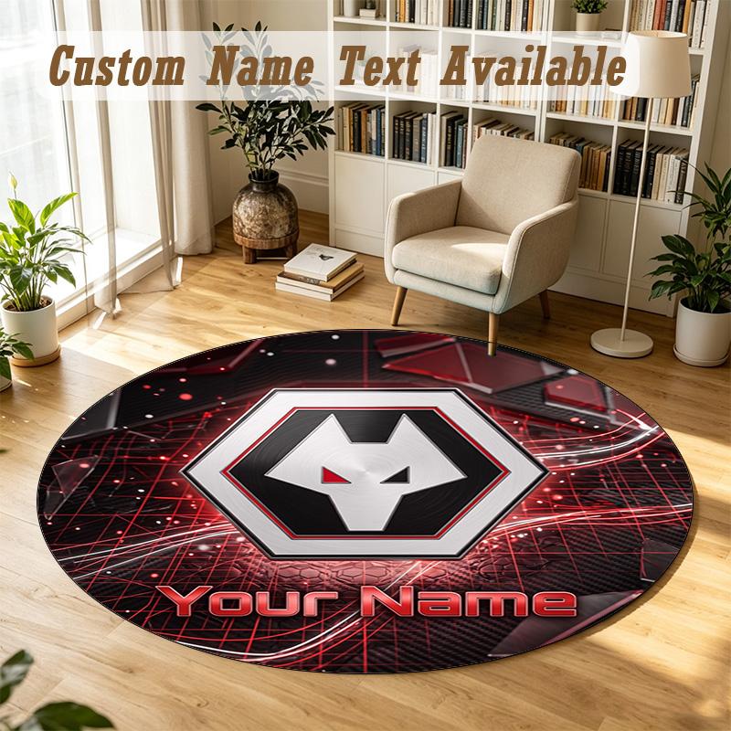 Round Rug Custom NameWolverhampton Wanderers Football Pattern Non Slip Carpet Home Floor Decor