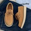 Fashion Suede Leather Mens Shoes Comfortable Casual Skateboard Shoes Solid Leisure Sneakers Lightweight Walking Shoes Man Dress Footwear