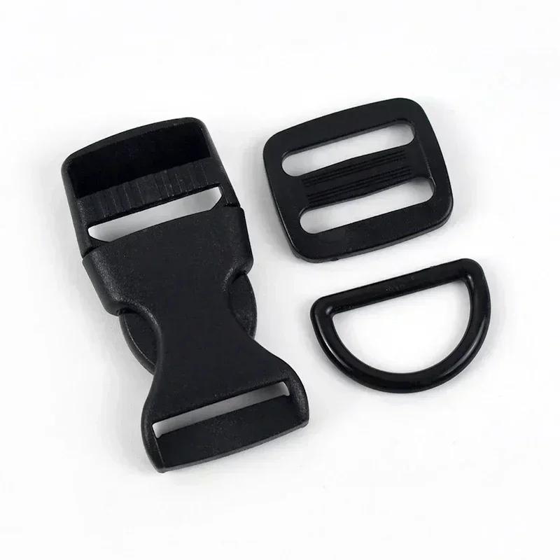 2/5 Sätze 15/20/25mm Kunststoffschnalle für Rucksackgurt Tasche Seitenclip Schnellverschluss Haustierhalsband Gurtband Tri-Glide Schieber Haken
