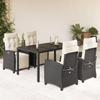 VidaXL Garden Dining Set Cushions 5pcs Black Wicker 3212884