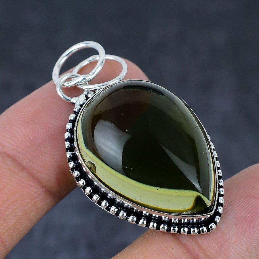 Green Amethyst Gemstone 925 Sterling Silver Jewelry Gift Pendant 1.93" B7d88