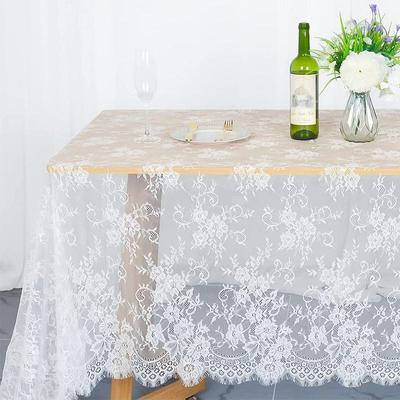 Lace Rectangular Tablecloth Vintage Rustic Embroidered Table Cover for Romantic Wedding Spring Summer Outdoor Party Table Decorations