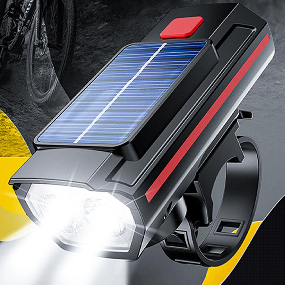 Solar Bicycle Light Bike Front Lamp with Horn USB Rechargeable Power Display Bicycle Headlamp MTB Cycling Light Flashlight