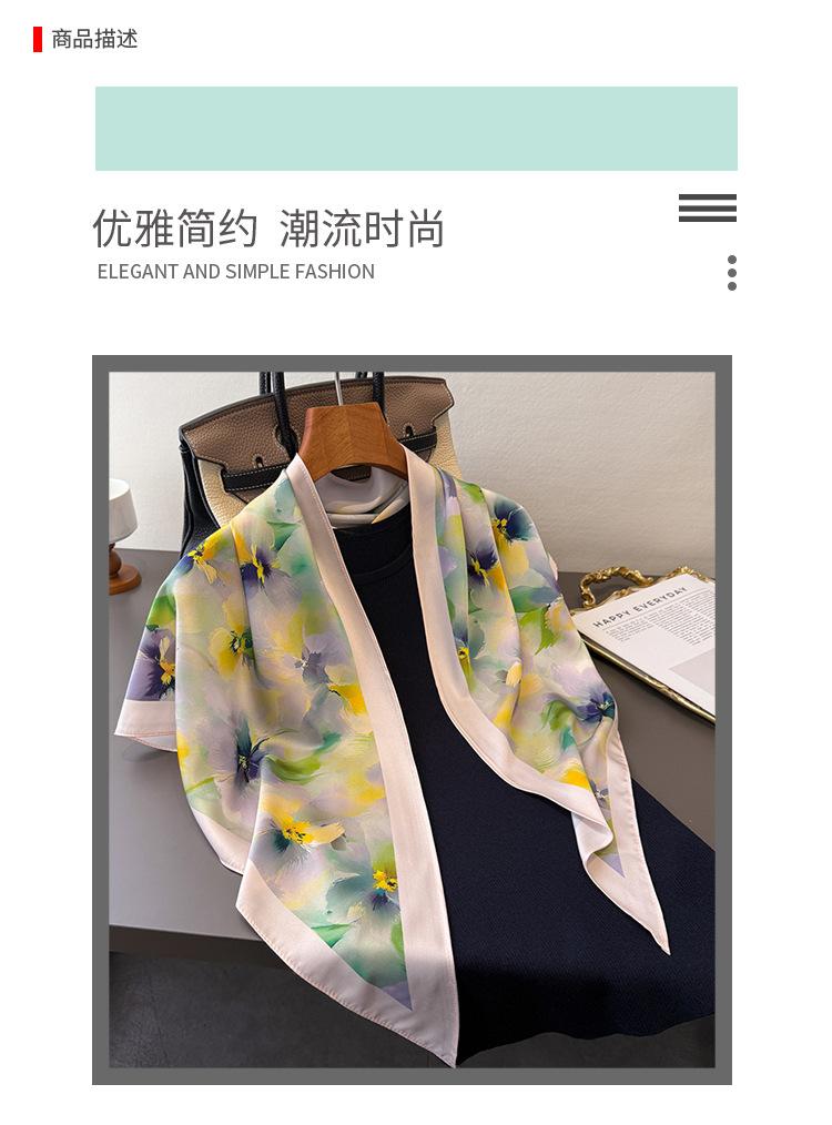French hazy triangle scarf imitation silk printing sunscreen shawl waist scarf silk scarf scarf headscarf women