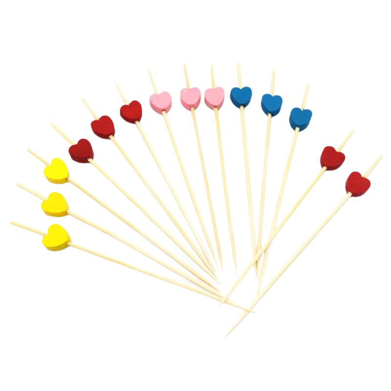 1 Bag Disposable Bamboo Food Sticks Buffet Cupcake Fruit Fork Party Cake Dessert Salad Vegetable Sticks Toothpick Skewers