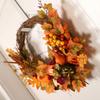 Fall Wreath Eye Catching Unique Artificial Maple Leaf Pumpkin Wreath for Home Front Door Decor