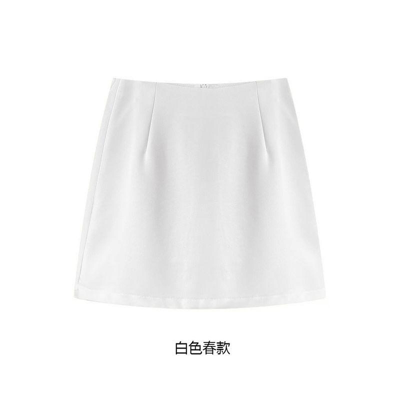 

Korean Style High Waist A- line Spring/Summer Solid Color Suit Skirt