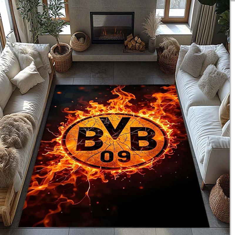Borussia Dortmund Theme rug Soft Crystal Velvet Area Rug Non-Slip Floor Carpet for Living Room Bedroom Nursery