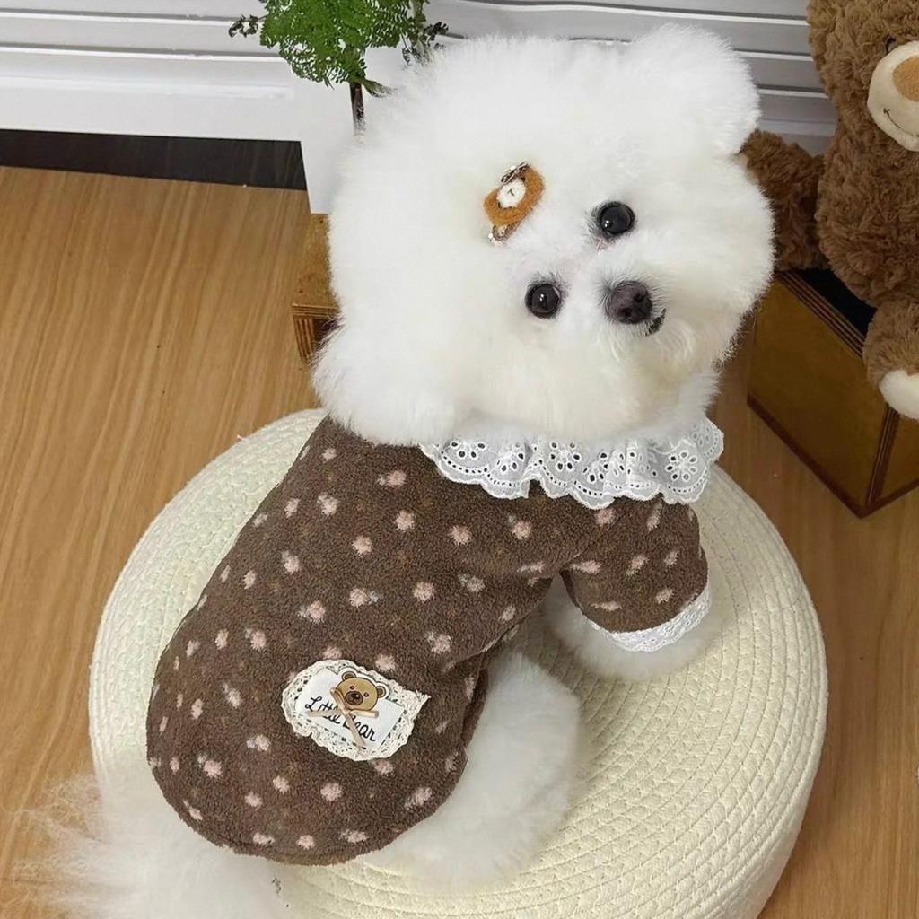 Dog Clothes Teddy Classic Floral Sweatshirt for Small Dogs Pomeranian Winter Pullover Yorkshire Terrier Soft Bottoming Shirt