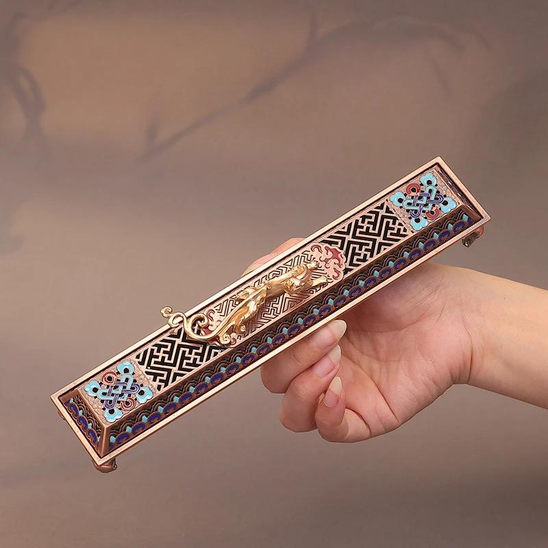 Enamel Dragon Sleeping Incense Box Household Desktop Decoration Alloy Line Incense Burner Indoor Tea Ceremony Incense Burner New