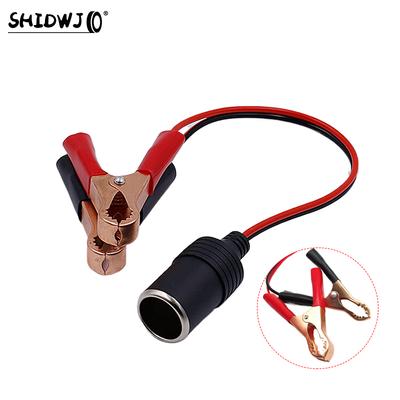 12V/24V Power Car Cigarette Lighter Female To Alligator Clip Extension Connector To Terminal Clip-on Battery Adapter Auto Socket