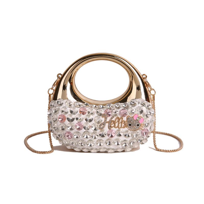 Mini Acrylic Bag European and American Fashion Niche Sequins Personalized Shoulder Crescent Bag Women's Chain Dinner Bag Tide
