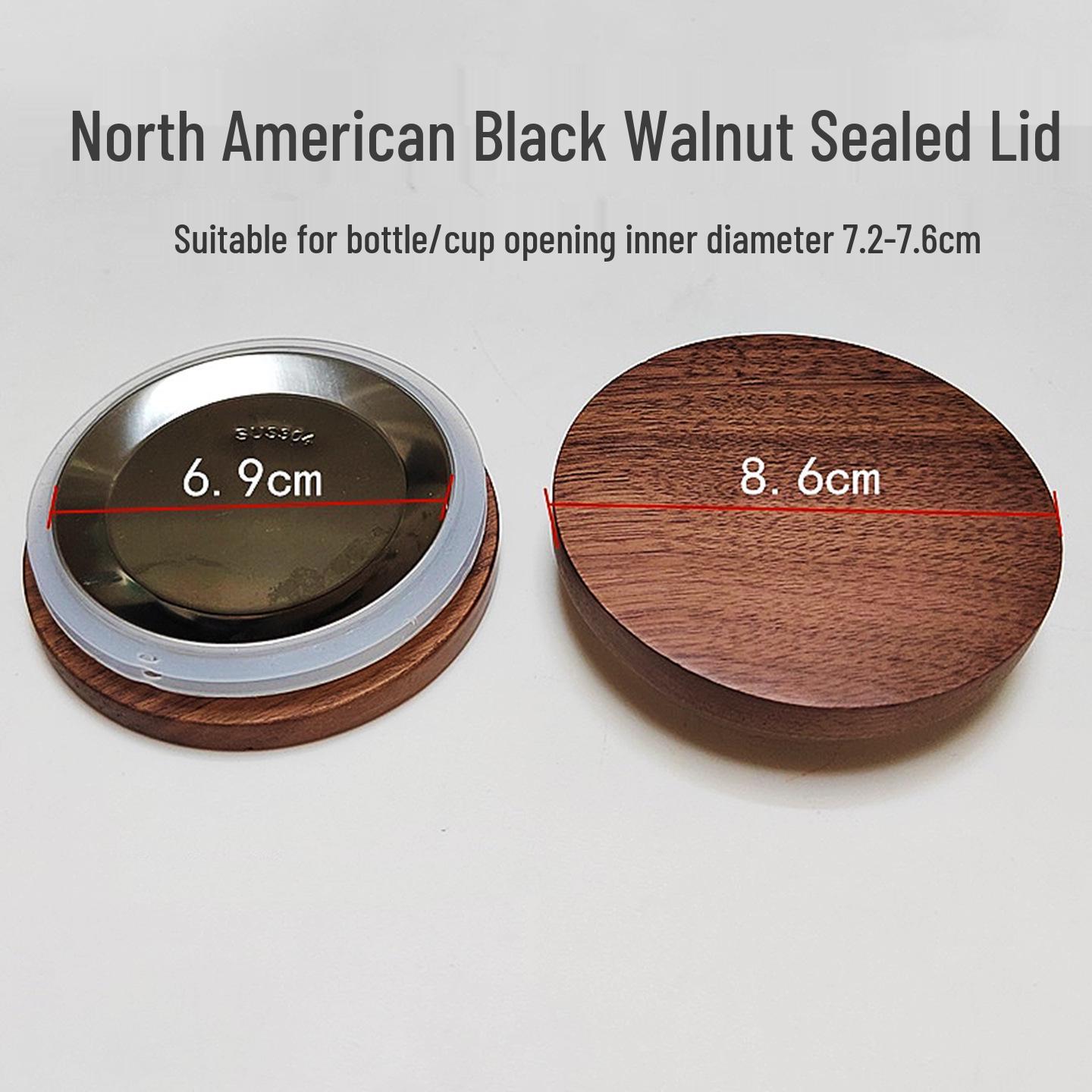 High-Grade North American Black Walnut Hand-Polished Tea Cup Lid with Stainless Steel Inner Layer Walnut Seal Lid 8363 коричневый