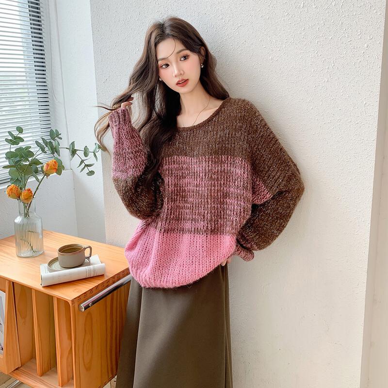 Mokana Women's Gradient Retro Pullover Knit Sweater