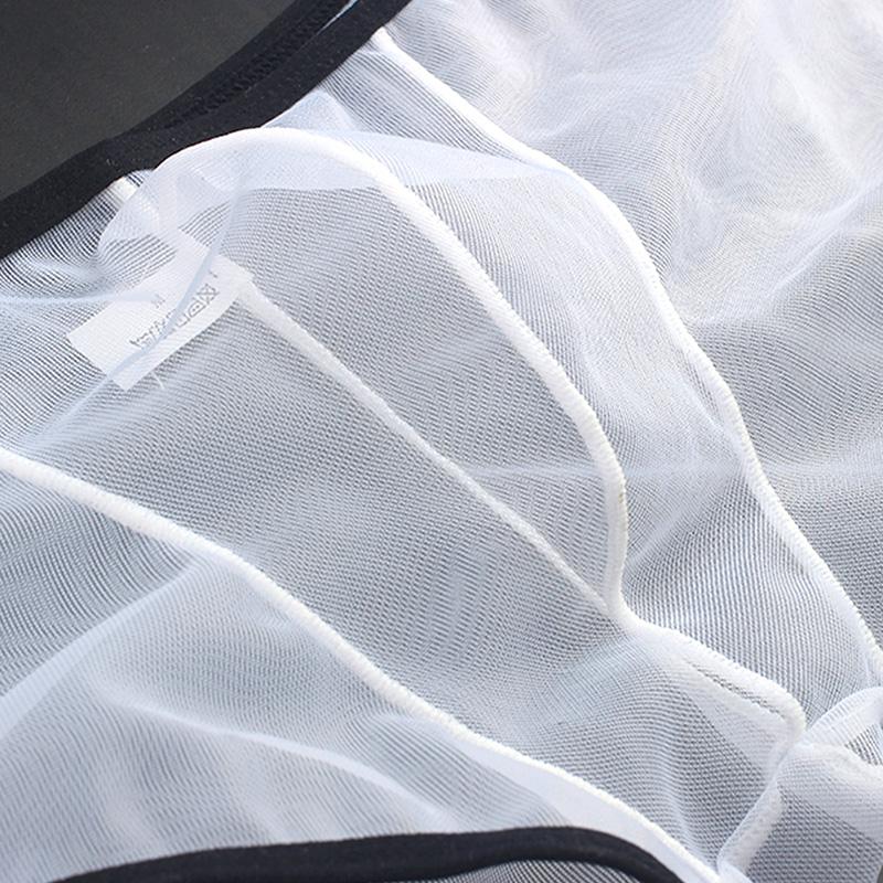 Männer Transparent Quick-Dry Boxer Briefs Mesh Low Rise Sehen Durch Ultra-dünne Unterwäsche Sexy