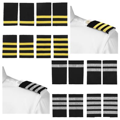 1 Paar Ein-/Zwei-/Drei-/Vier-Streifen Traditionelle Professionelle Pilotenuniform Schulterklappen mit Gold-/Silber-Nylonstreifen