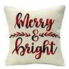 Christmas Plaid Linen Pillowcase Festive Home Decoration Gift Sofa Pillow Cushion Cover