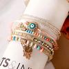 Bohemian Stackable Multilayer Hamsa Hand Evil Eye Lucky Protection Bracelets Multicolor Crystal Charm Beaded Bracelet for Women Girls