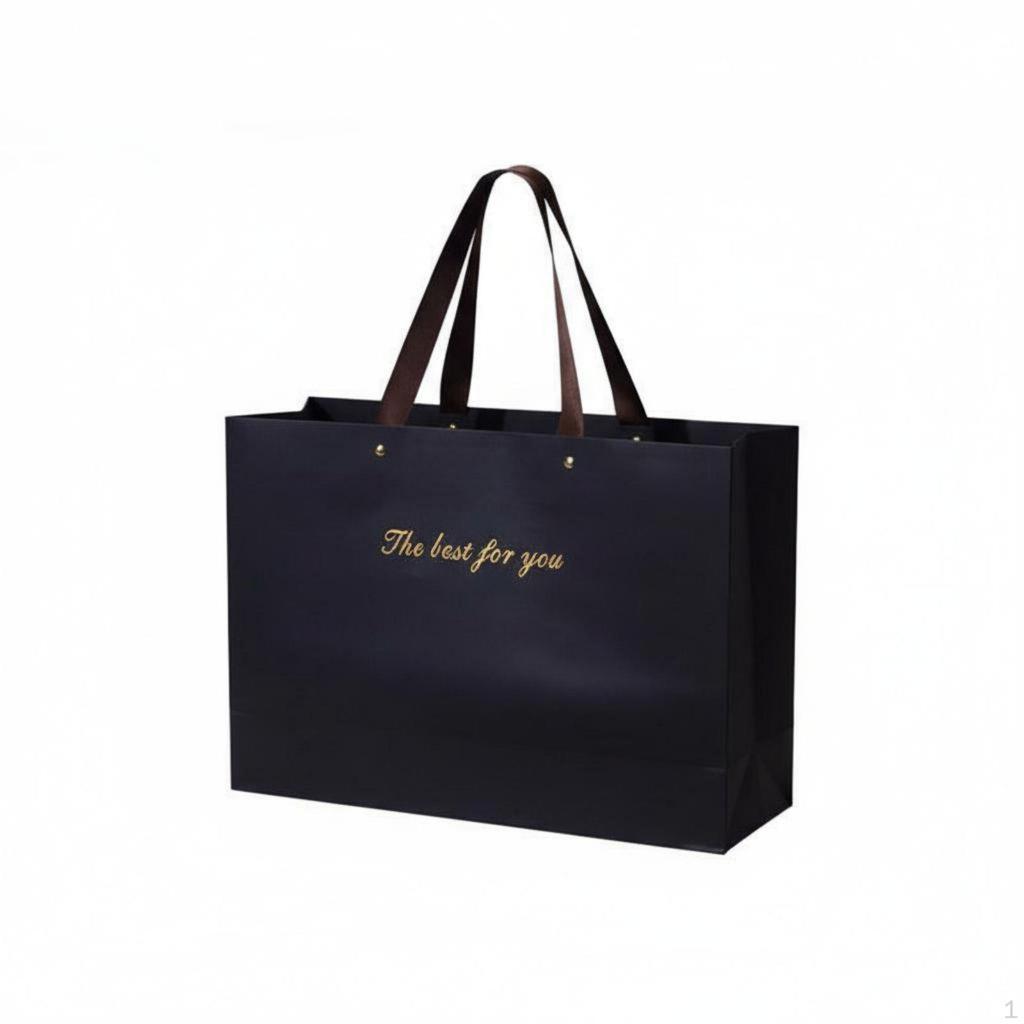Schwarze Papiergeschenktüte Elegantes Design mit Henkeln Dickes Kartonmaterial für Herren,