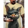 T-shirt da uomo estiva con stampa di animali arrabbiati, casual, a maniche corte, alla moda, streetwear, abbigliamento maschile oversize, t-shirt con scollo a giro