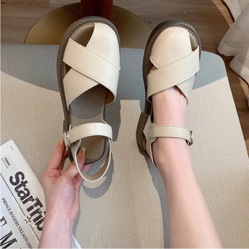 

Кожаная сумка голова сандалии женские летние новые платформа пляжная обувь фея с юбкой балетки 40