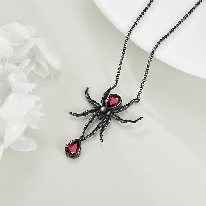 Gothic Style Black Spider Pendant Necklace For Women Fashionable Statement Jewelry