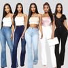 Damen High Waist Stretch Schlagjeans Slim Fit Bootcut Jeansmode Lässige Lange Hosen