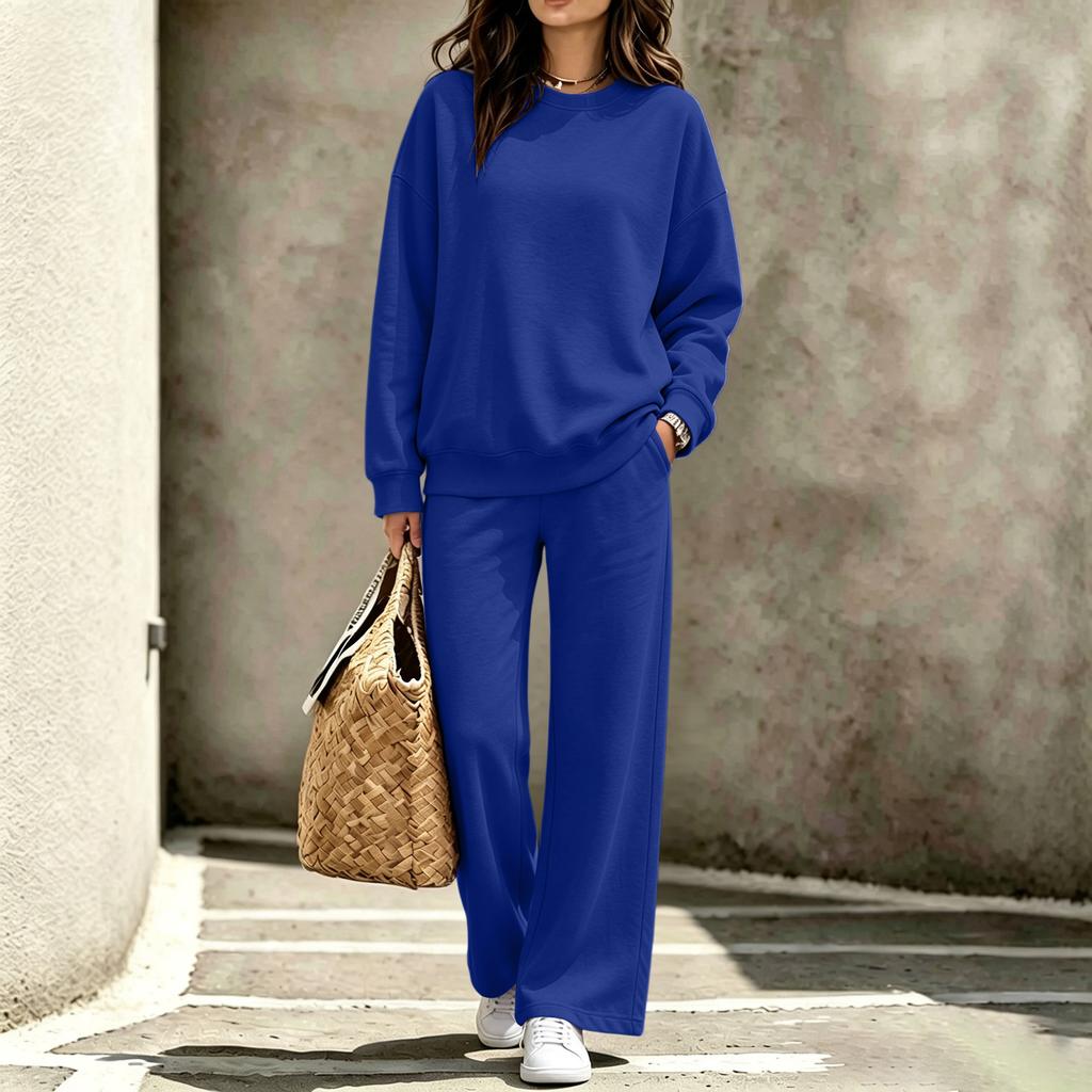 Women's Casual Neck Sweatshirt and Pants Set for Fall Winter Comfortable Outfit
