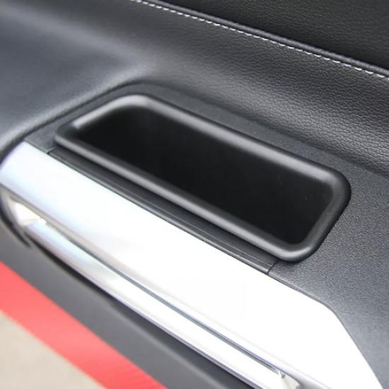For 2015-2025 Ford Mustang ABS Black Inner Side Door Handle Storage Box Cover 2P
