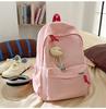 Schoolbag Korean version ins Solid color simple schoolbag Lazy wind backpack Female junior and high school students lightweight large-capacity 