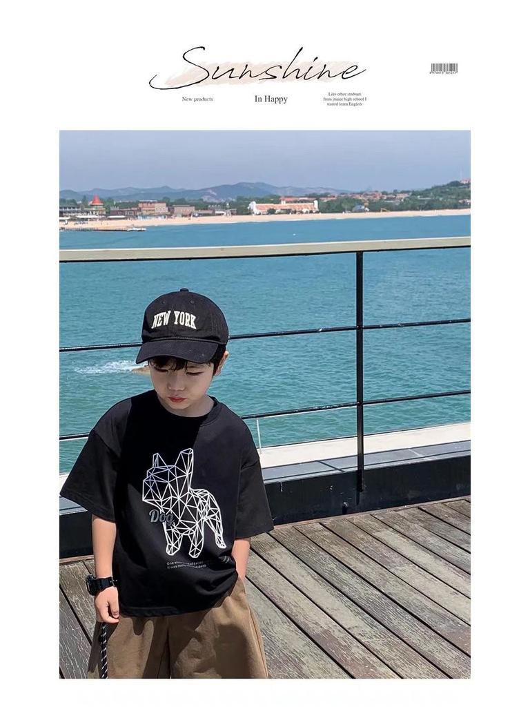 Kinder Freizeit Kurzarm T-Shirt: Sommer-Top für Jungen im koreanischen Stil mit Rundhalsausschnitt