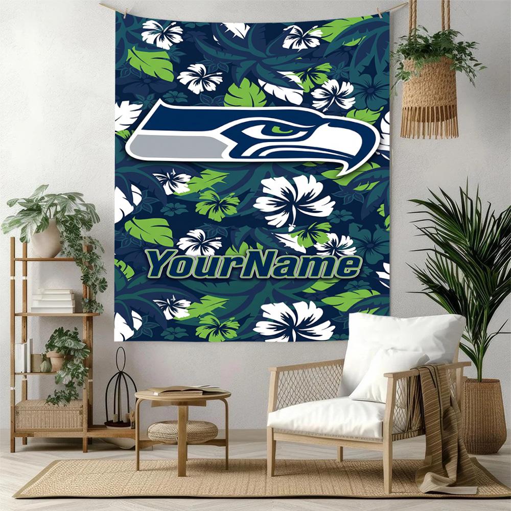 Seattle Seahawks Custom Your Name Wall Decor Tapestry Art For Pet Memorial Birthdaywedding Party Backdrop Family Gift