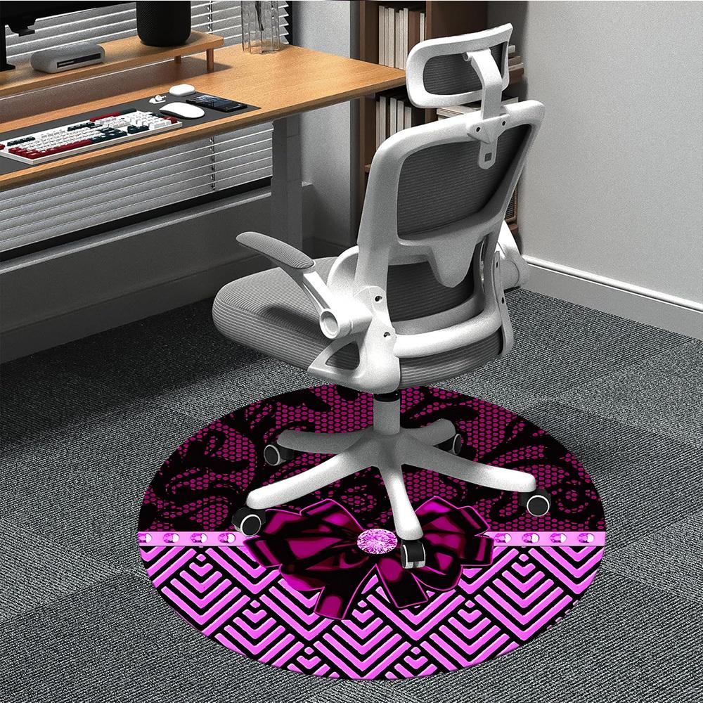 

1pc Lace Bow Chair Carpet for Office, Non-slip, Soft and Durable Office Rug, Perfect for Office yy251226056 80cm by 80cm