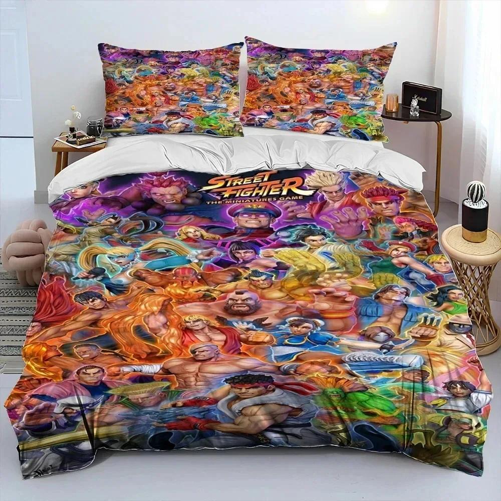 3D Print Street Fighter Retro Game Bedding Set Duvet Cover Bed Set Quilt Cover Pillowcase Comforter King Queen Size Boys Adult