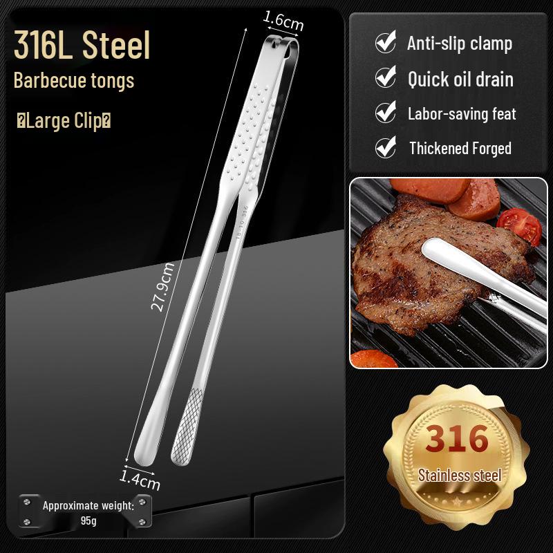 316 Stainless Steel Korean BBQ and Kitchen Tongs