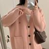 Women's Retro Embroidered V-neck Knit Cardigan - Korean Style Autumn/Winter Casual Loose Fit Sweater