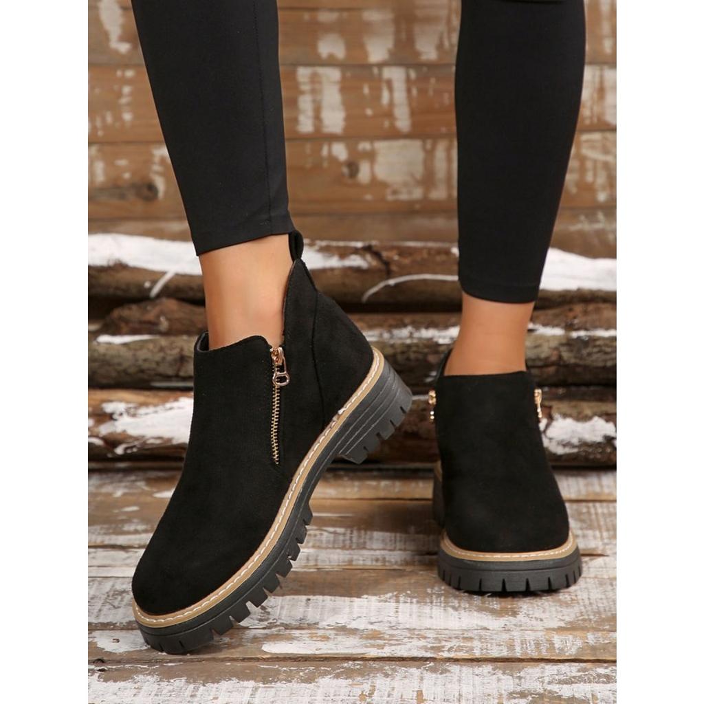 Large Casual Short Boots for Women, High Top Casual and Fashionable Short Boots for Women In Autumn and Winter, Casual Single Shoes for Women