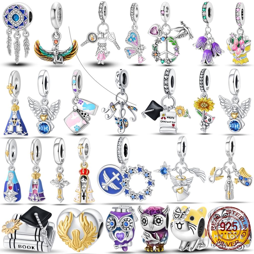 Copper Newest Charms Beads Flowers Owl Cat Virgin Mary Dangle Fit Original Accessories Bracelets Diy Jewelry Gift
