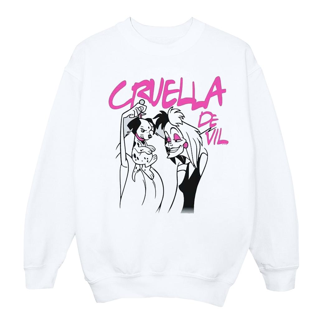 Disney Damen-/Damen-Cruella-De-Vil-Sweatshirt mit Kragen