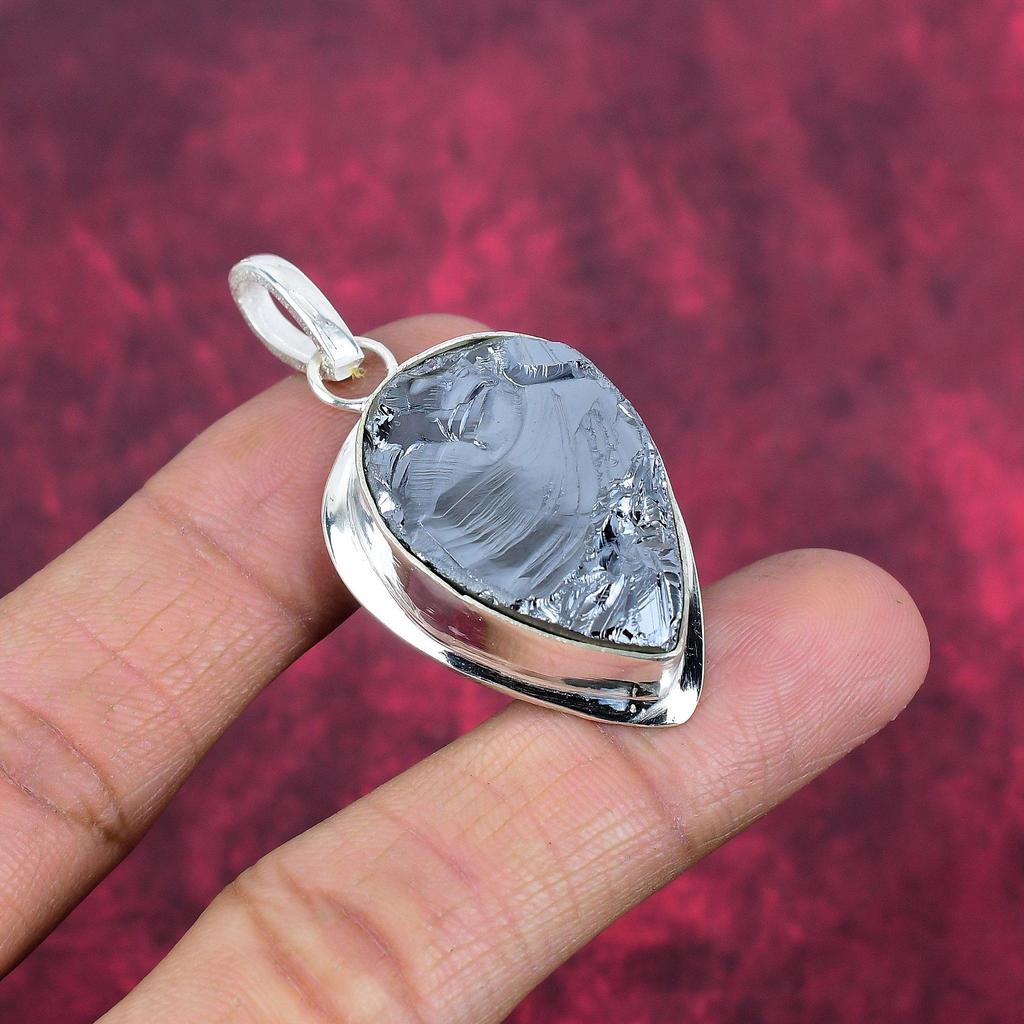 Šiurkštus šungito pakabukas, 925 prabos sidabro pakabukas, brangakmenių papuošalai, rankų darbo, nuostabus papuošalas pakabukas, dovana jai