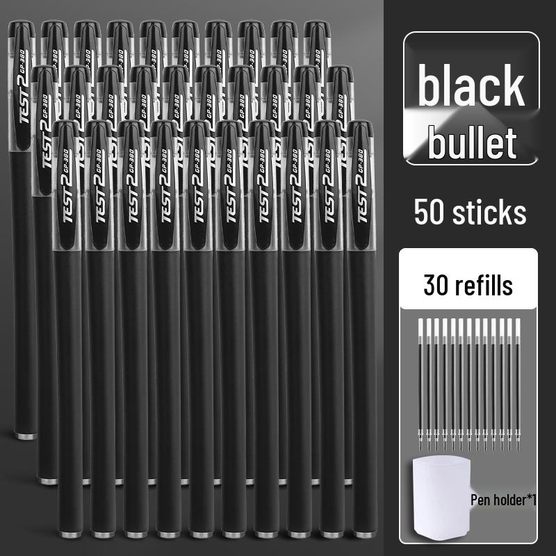 500 Neutral Exam Pens: Student 0.5mm Black Carbon Water-based Sign Pens with Refills