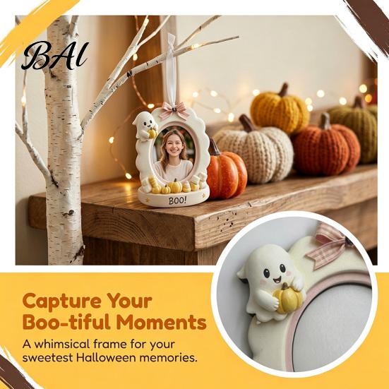 Customizable Photo Frame Mini Halloween Picture Frame, Small Cute Ghost Pumpkin Ornament, Autumn Home Decor Decorative Postcard Holder for Tree,
