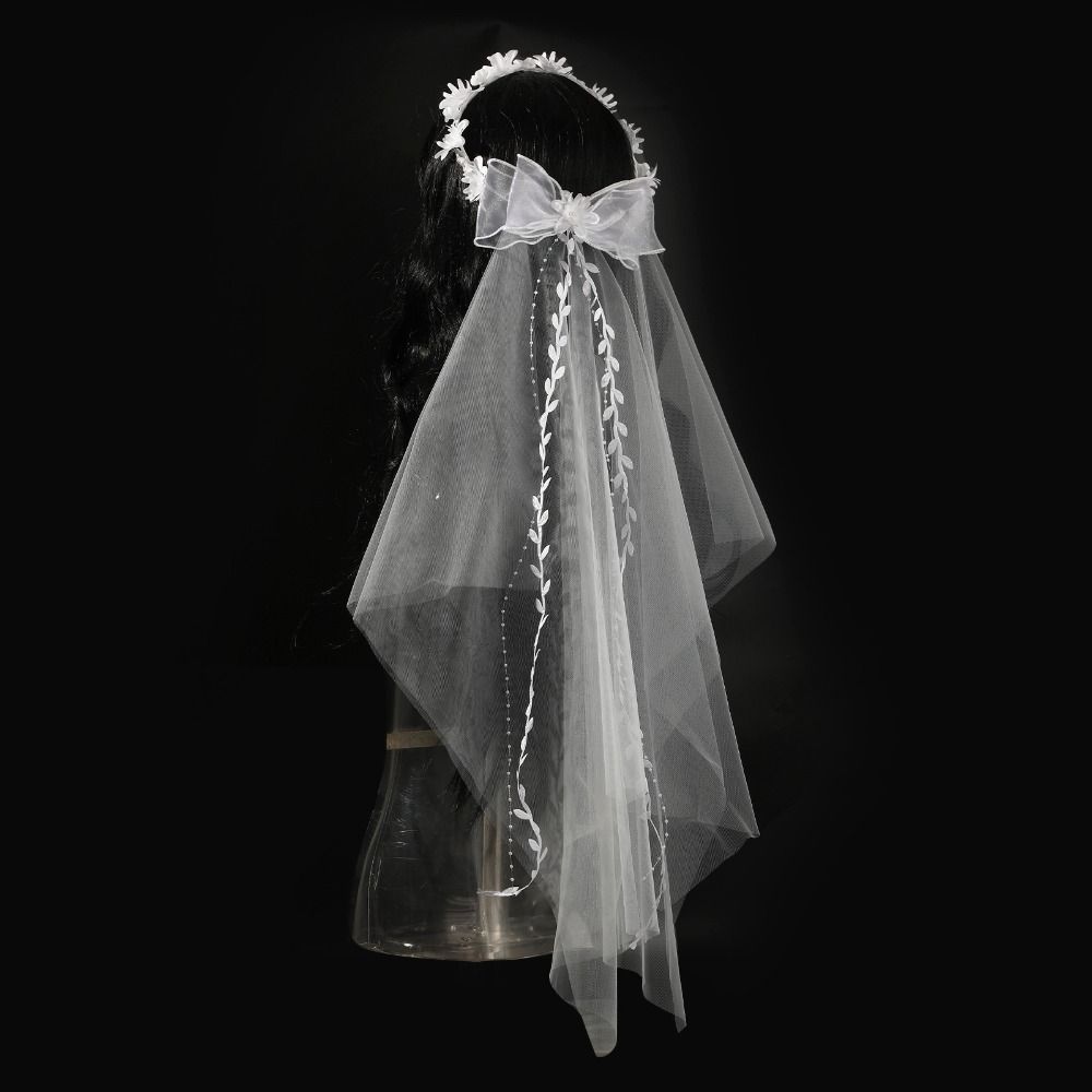Mesh Girls Head Gauze White Flower Wreath Portable Marriage Headwear for Girls
