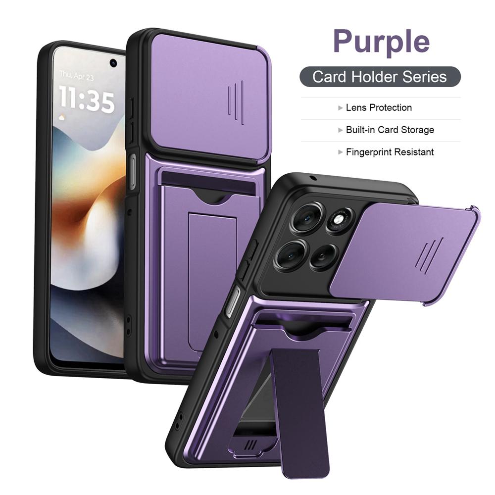 KEYSION Card Holder Bag Phone Case for Motorola MOTO G86 G67 G57 Power G56 5G Slide Camera Protection Kickstand Shockproof Cover