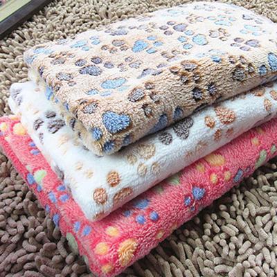 Pet Blanket Soft Comfortable Portable Fleece Paw Bone Printed Cat Dog Bed Cushion for Home