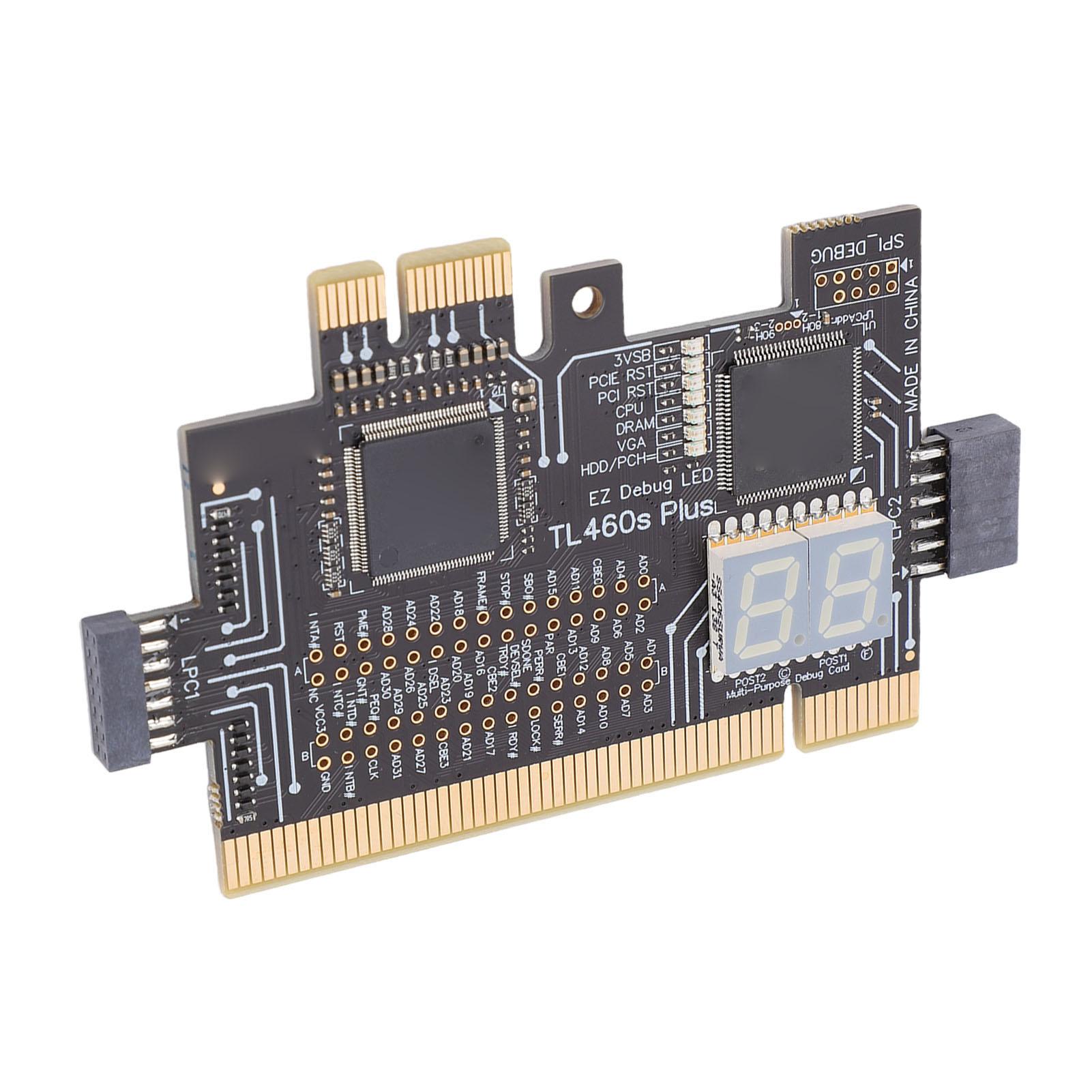 Tarjeta de Diagnóstico de Placa Base Tarjeta de Depuración LPC Analizador Probador de Diagnóstico de Placa Base para Ensamblaje Mantenimiento de Computadoras gray