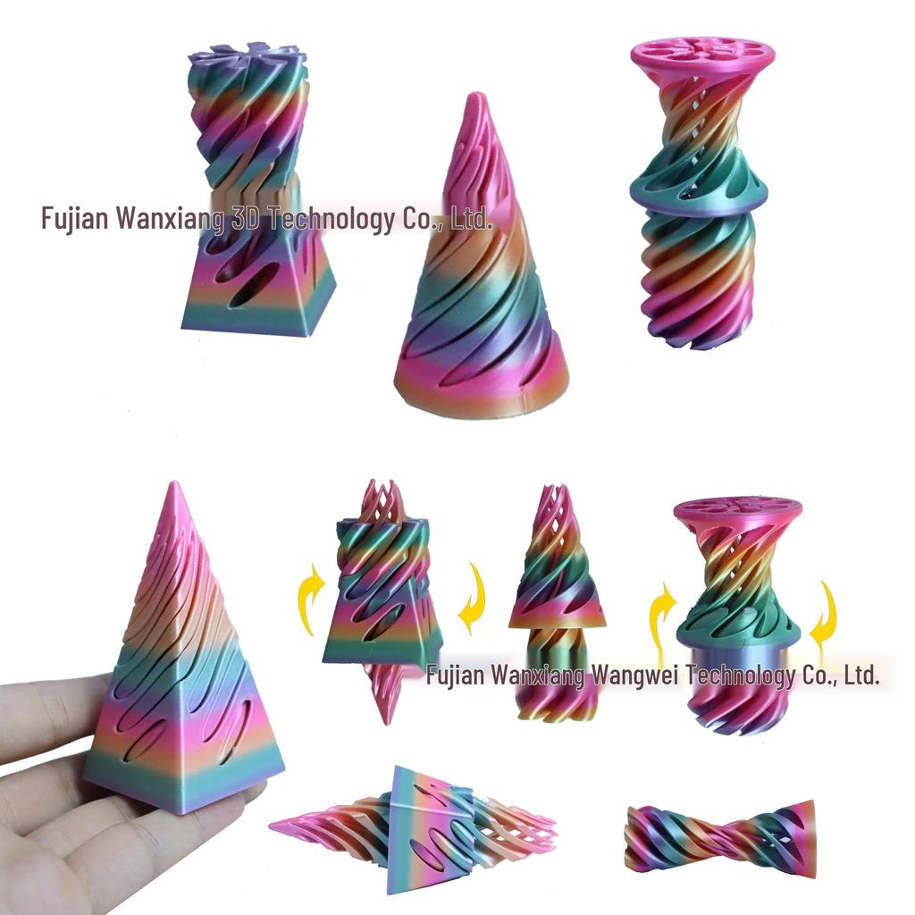 3D Printed Spiral Cone Pyramid Decompression Toy Sculpture - Creative Educational Gift